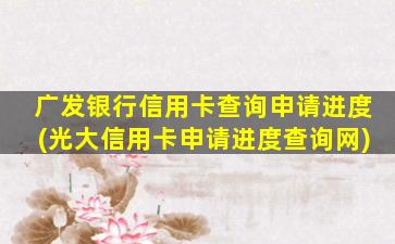 广发银行信用卡查询申请进度(光大信用卡申请进度查询网)-图1