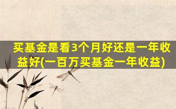 买基金是看3个月好还是一年收益好(一百万买基金一年收益)-图1