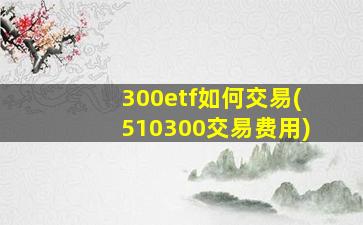 300etf如何交易(510300交易费用)-图1
