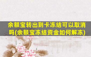 余额宝转出到卡冻结可以取消吗(余额宝冻结资金如何解冻)-图1